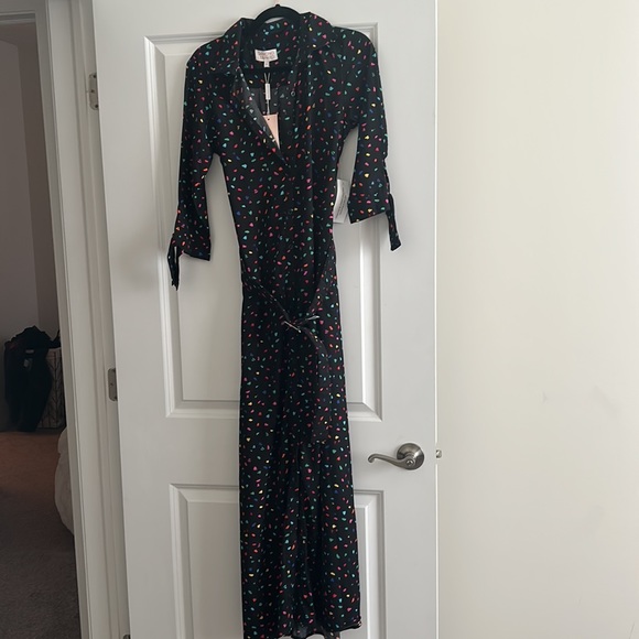 Dancing Leopard Dove Maxi Shirt Dress Abstract Confetti Print - Picture 4 of 7